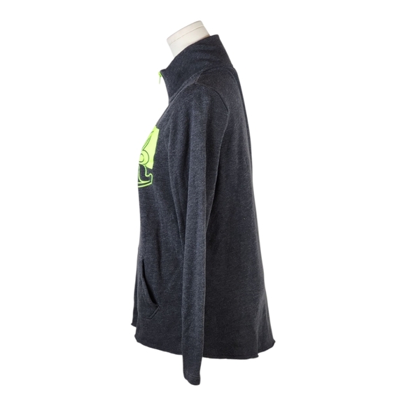 PINK Neon Green Logo Quarter Zip Pullover XS Gray Fleece Sweatshirt Top - Picture 4 of 8